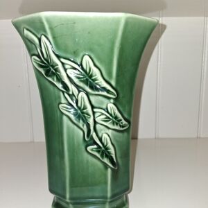 Source Unknown Green Ceramic Vase